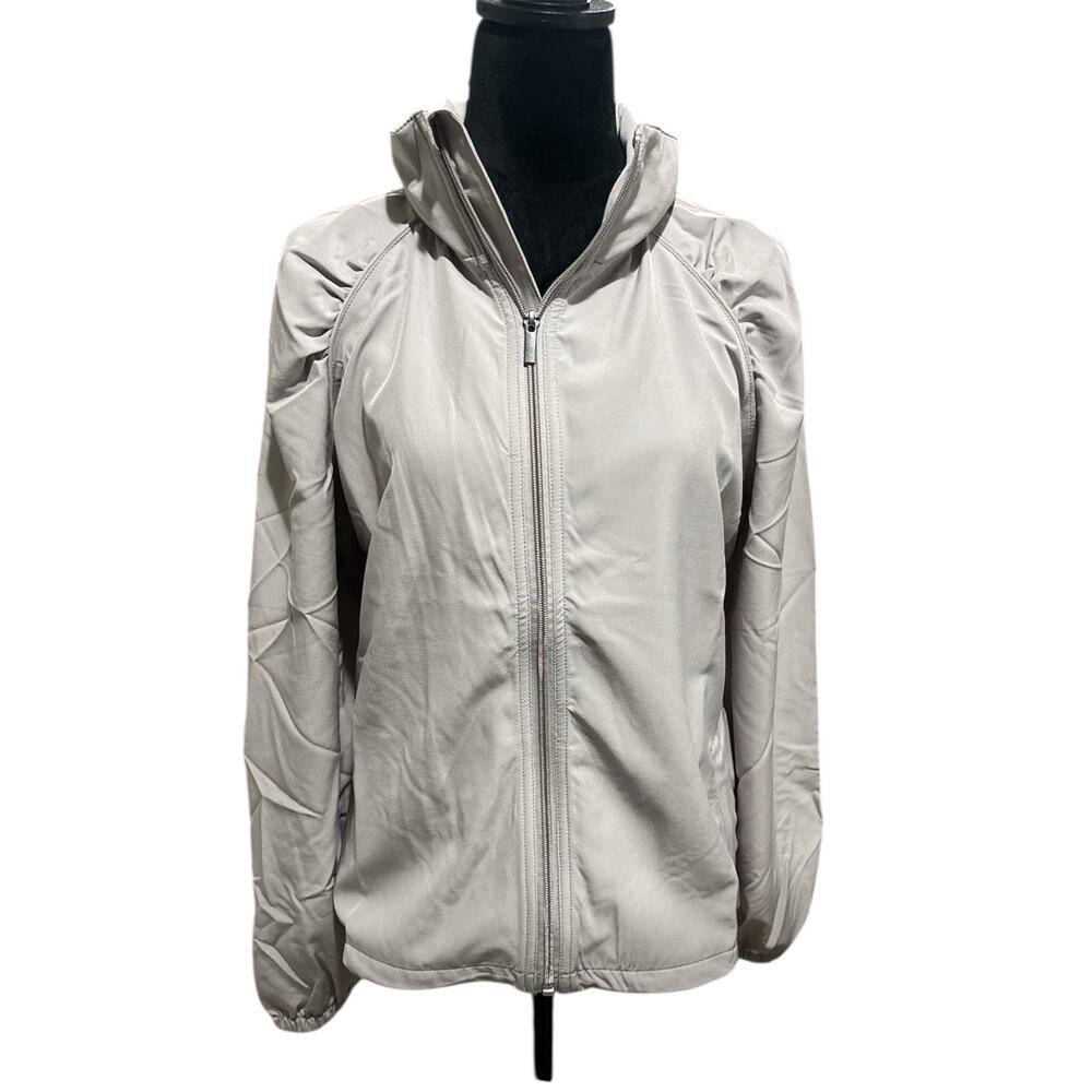 Isabella Activewear Light Gray Zip Jacket – Size L – Hidden Hood –‎ NWT